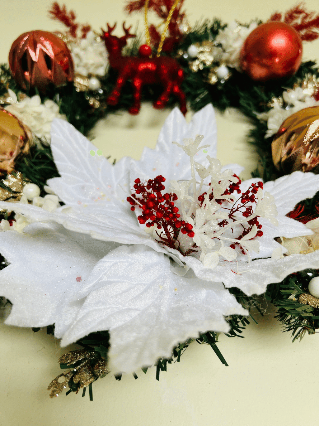 Bright Christmas Wreath close up