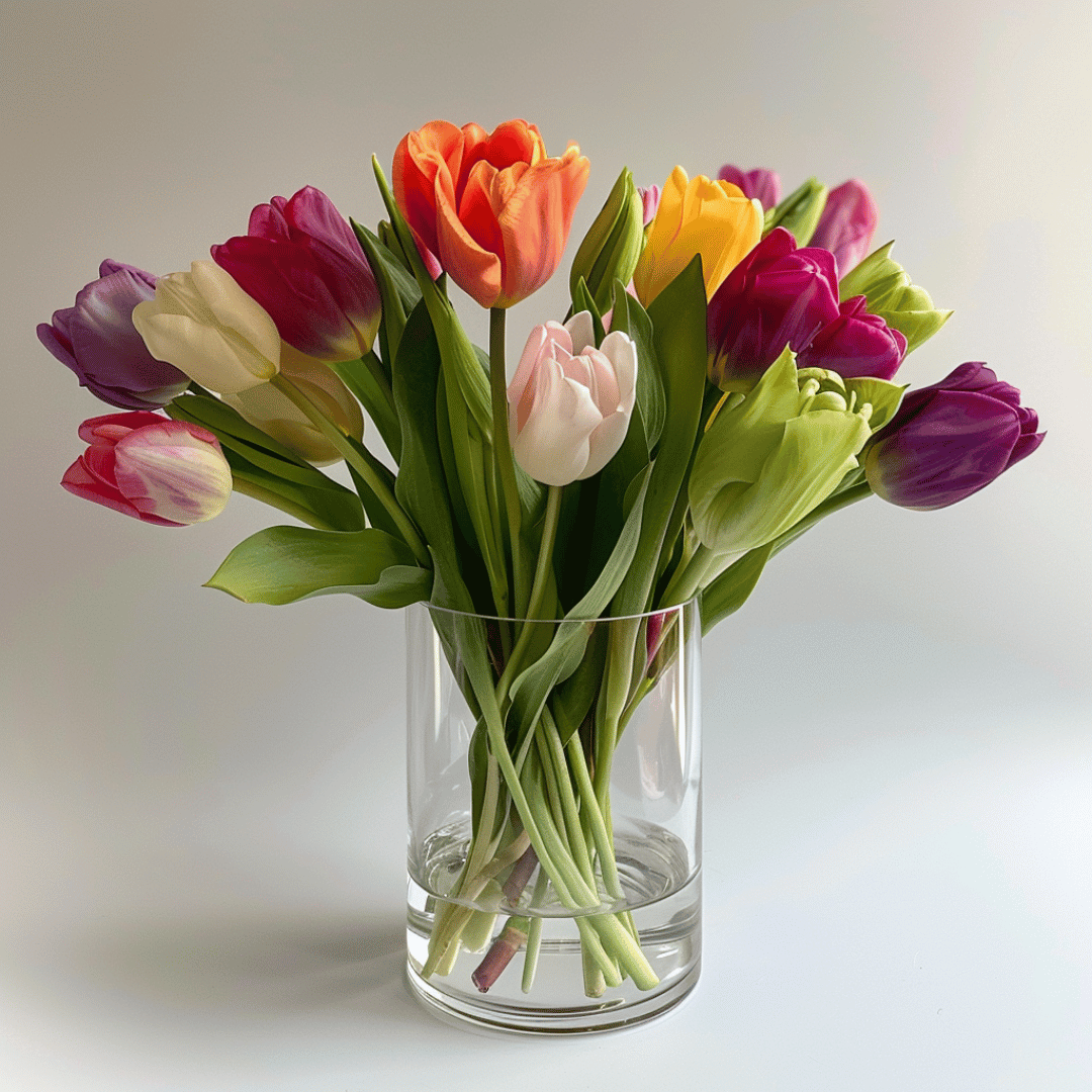 mixed colour of tulips