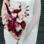 elegant burgundy and blush pink bridal bouquet by flower club
